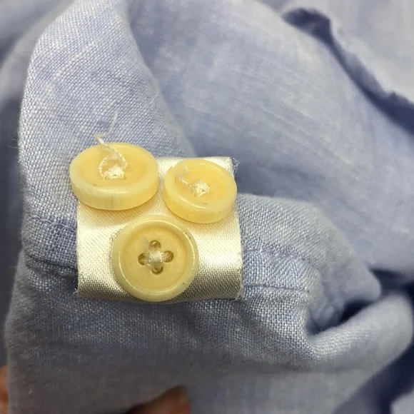 Tommy Bahama Shirt 100% Linen Blue Long Sleeve Button Down Relaxed Beach Coastal - Picture 6 of 12